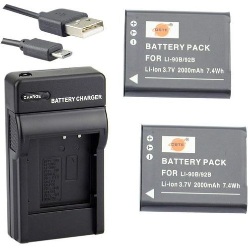 Li-90B Li-ION Batterie (2-Pack) et Chargeur USB Costume pour Olympus Tough TG-1 TG-2 TG-3 SH-1 SH-50 SH-60 SP-100 XZ-2 iHS.[X735]