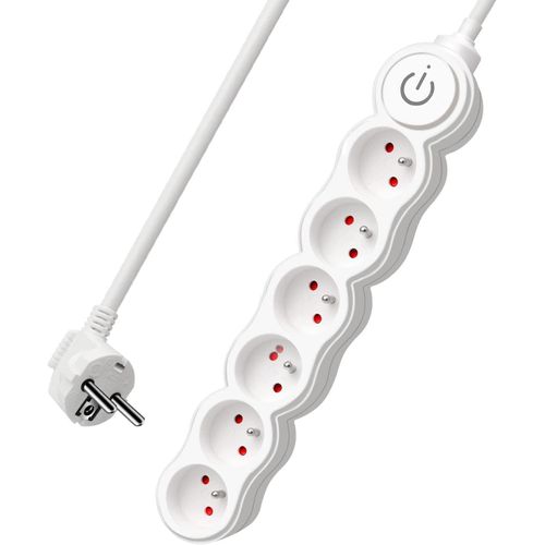Bloc Multiprises 6 Prises avec Interrupteur,Rallonge 3 m 250 V avec sécurité Enfant,Blanc.[Y287]