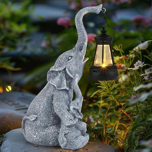 Statue De Jardin Solaire Éléphants Lumière Solaire,Décoration De Cour Avec Lampe Solaire,Décoration De Jardin,Décoration Extérieure,Femmes Et Hommesb Cadeau D'anniversaire Pour Maman.[Y803]