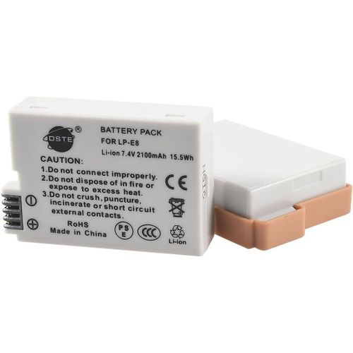 2-Pack Rechange Batterie pour Canon LP-E8 EOS 550D 600D 650D 700D Kiss X4 Kiss X5 Kiss X6i X7i Rebel T2i T3i T4i T5i.[X305]