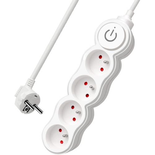 Bloc Multiprises 4 Prises avec Interrupteur,Rallonge 3 m 250 V avec sécurité Enfant,Blanc.[Y286]