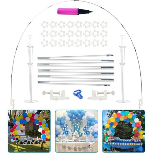 Table Kit Arche de Ballon Structure,Fibre Support Arche Ballon avec C-clip,Réglable Balloon Arch Stand pour Decoration Anniversaire Mariage Baby Shower.[Y39]