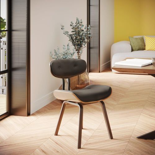 Chaise En Pu Noir Et Pieds En Bois Plié