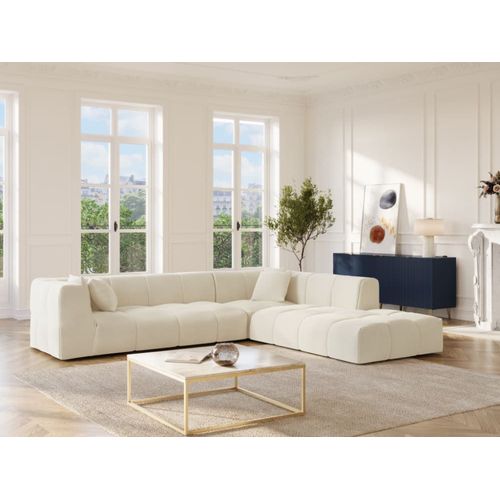 Canapé D'angle Velours 6 Places Beige