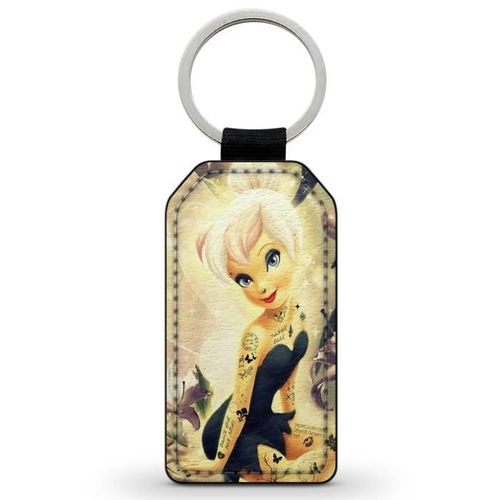 Porte-Cles Clefs Keychain Simili Cuir La Fee Clochette Tinkerbell Peter Pan Disney Tattoo Tatouages Punk