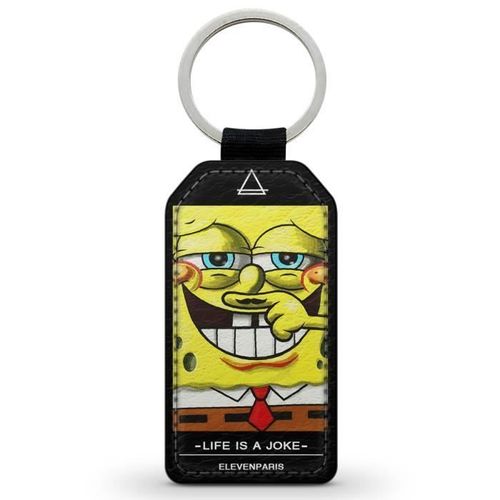 Porte-Cles Clefs Keychain Simili Cuir Bob Leponge Eleven Paris Life is a Joke Moustache Spongebob