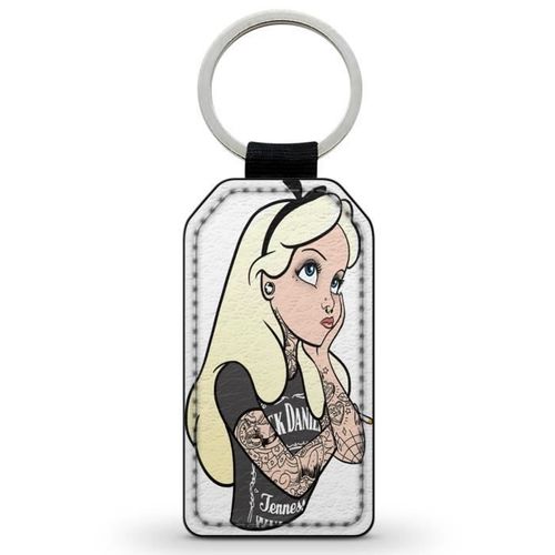 Porte-Cles Clefs Keychain Simili Cuir Alice in Wonderland Au Pays des Merveilles Disney Tattoo Tatouages Punk
