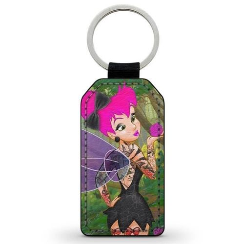 Porte-Cles Clefs Keychain Simili Cuir La Fee Clochette Punk Tattoo Tatouages Disney