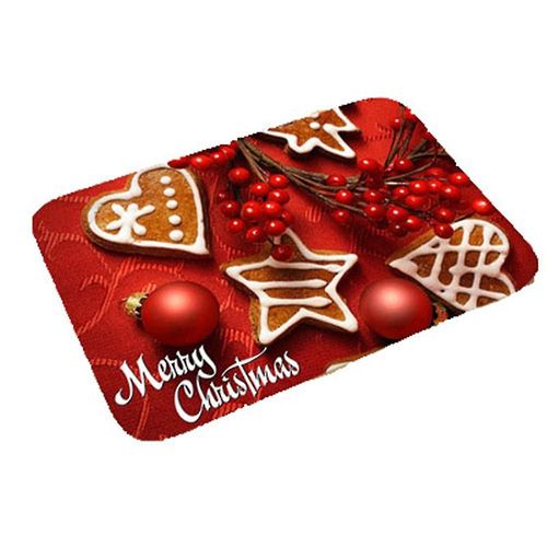 Tapis de bain de noël doux et absorbant l'eau, antidérapant, en peluche, décoration de salle de bain C