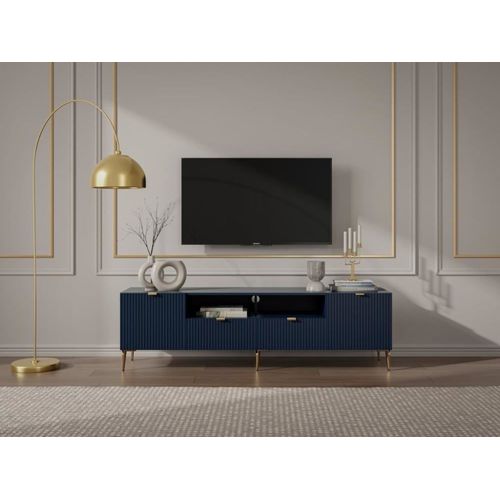 Meuble Tv Effet Bois Bleu Nuit