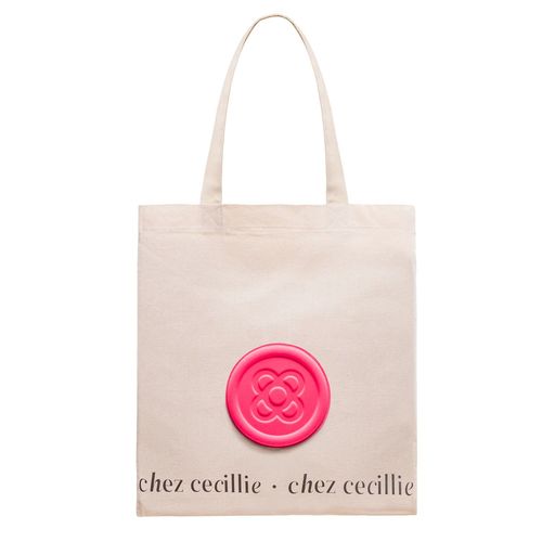 Shopping Tote bag, Coton sac fourre-tout, Rose fluo, Panot design, Sacs De Courses avec mousqueton pour clés - Made in Barcelona