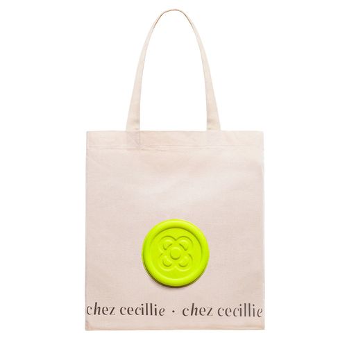 Shopping Tote bag, Coton sac fourre-tout, Jaune fluo, Panot design, Sacs De Courses avec mousqueton pour clés - Made in Barcelona