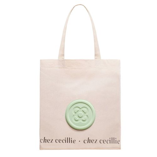 Shopping Tote bag, Coton sac fourre-tout, Vert menthe, Panot design, Sacs De Courses avec mousqueton pour clés - Made in Barcelona