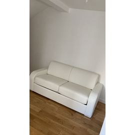 Canapé Lit Convertible Cuir Blanc