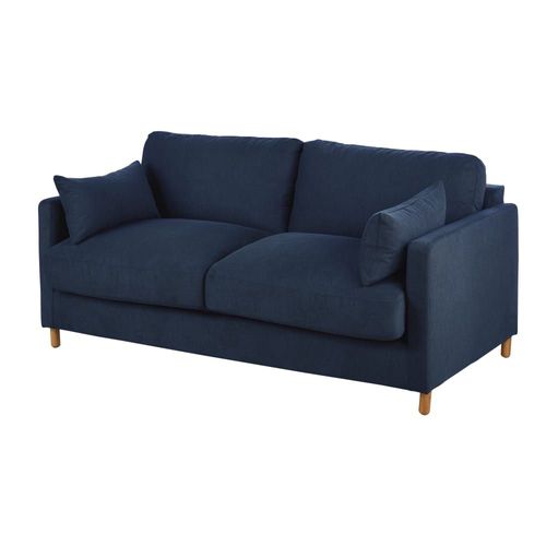 Canapé Convertible 3/4 Places Bleu Nuit, Matelas 10 Cm