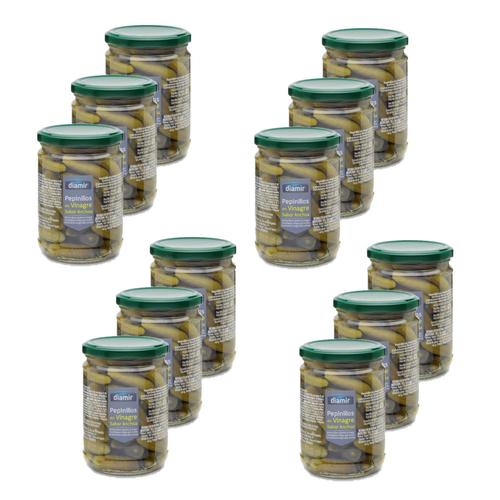 Lot 12x Cornichons Au Vinaigre Goût Anchois - Bocal 420g