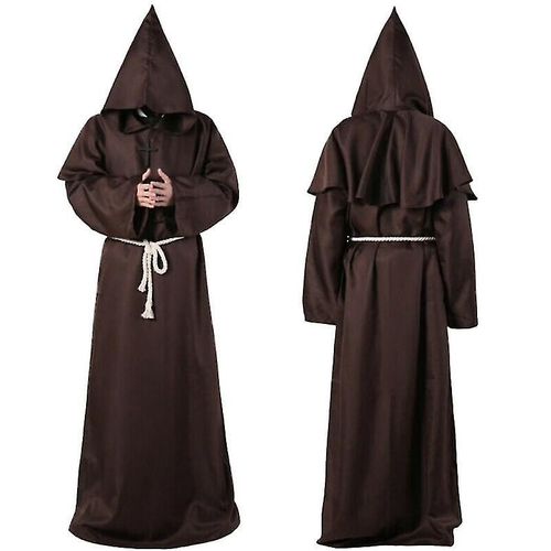 Costume De Cosplay D'halloween, Costume Ancien, Robe De Moine Médiéval, Costume De Magicien, Costume De Prêtre Cos, Xl Marron