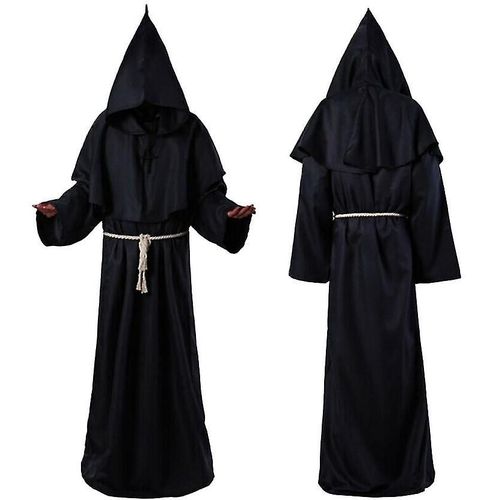 Costume De Cosplay D'halloween, Costume Ancien, Robe De Moine Médiéval, Costume De Magicien, Costume De Prêtre Cos, Xl Noir