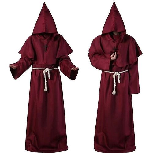 Costume De Cosplay D'halloween Costume Ancien Robe De Moine Médiéval Costume De Moine Costume De Magicien Costume De Prêtre Cos Costume M Marron