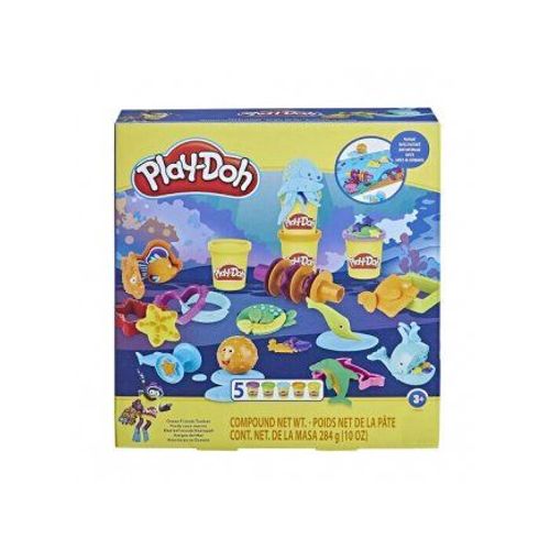 Play Doh Fond Sous Marins Avec Tapis D'activite Et 5 Pots Pate A Modeler - Moules Outils Animaux Ocean, Mer - Set Creatif Et Carte