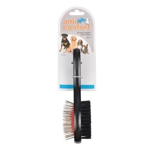 Brosse Double En Bois Pour Chien 22cm