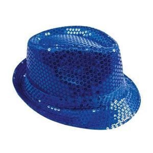 Chapeau Borsalino En Tissu Sequins Pour Adulte - Bleu - Ptit Clown