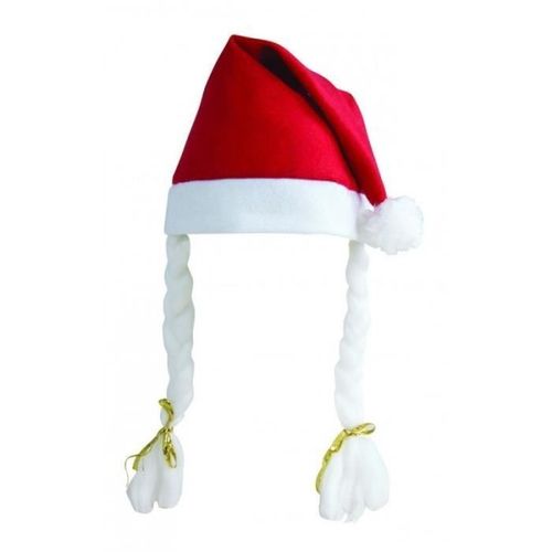 Bonnet De Mère-Noël Rouge À Tresses Adulte - Ptit Clown - Accessoire De Déguisement - Homme - Intérieur