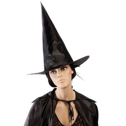 Chapeau De Sorcière Adulte En Tissu Noir - Pour Halloween Et Soirées À Thème