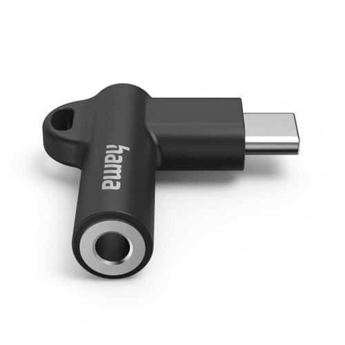 Hama Adaptateur USB-C  jack femelle 3,5 mm, fiche coudée 90°, Noir