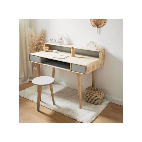Bureau Bois Massif Naturel Et Gris