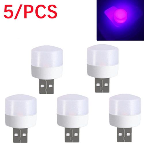 Mini veilleuse LED super lumineuse pour la protection des yeux,lampe de livre,prise USB,charge d'alimentation mobile,ordinateur,5V,1W,5 pièces - Type 5PCS-purple light
