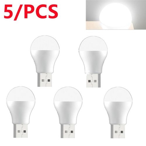 Mini veilleuse LED super lumineuse pour la protection des yeux,lampe de livre,prise USB,charge d'alimentation mobile,ordinateur,5V,1W,5 pièces - Type 5PCS-white light #A