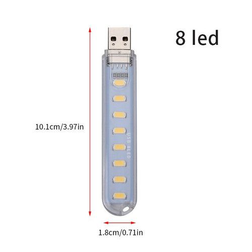 Mini lampe de lecture ultralégère à 2 ou 3LED,8 diodes,USB,pour Power Bank,PC,ordinateur Portable,Notebook,DC5V - Type 8LED-warm white