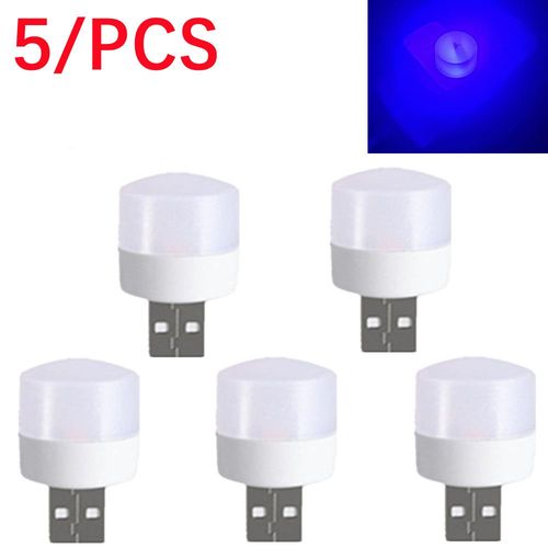 Lampe à prise LED USB,super lumineuse,protection des yeux,lampe de livre USB,ordinateur mobile,charge d'alimentation,petite veilleuse LED USB,1W,5 pièces - Type 5PCS-Blue light