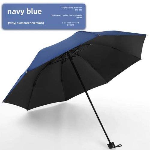Pare-Soleil Pliant Automatique Pour Hommes Et Femmes,Parapluie Étudiant Contre Le Soleil,La - Vinyle Manuel 8 Os-Bleu Marine