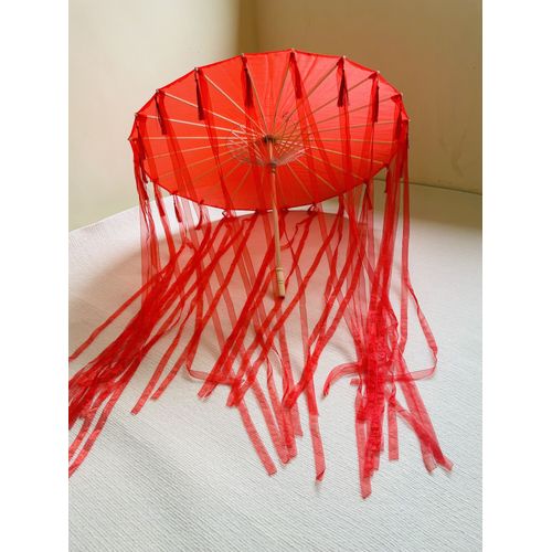 Déguisement De Parapluie Chinois Japonais En Papier Huilé,Parapluie De Prairie,Drame De Princesse,Artisanat Blanc- Red Tassels