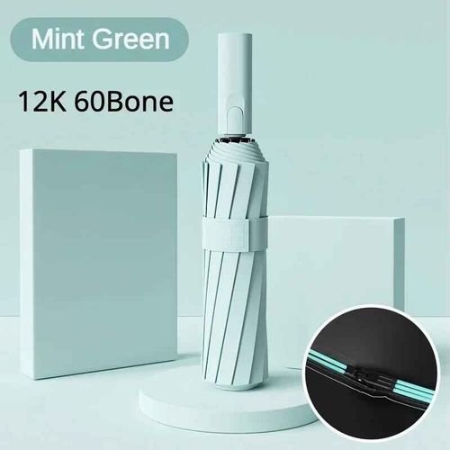Parapluie Renforcé 80 Sophia,Coupe-Vent Automatique,Grand,Imperméable,Anti-Tempête,Parasol Uv,Pour Homme - Mint Green - 60 Bone-A