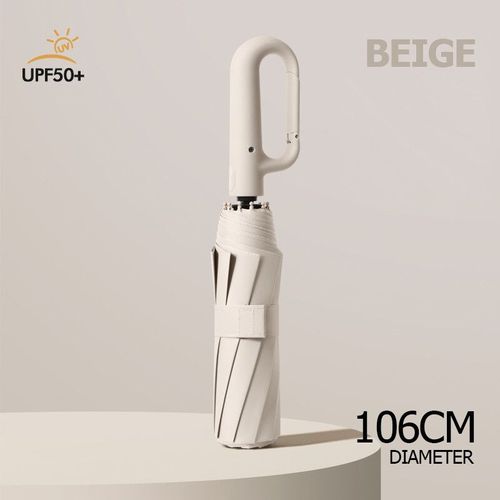 Grand Parapluie De Bain Coupe-Vent Avec Paupières À Rayures De Moulage,Existent,Possède Un Uv,Pour La Pluie,Le - Beige 106cm