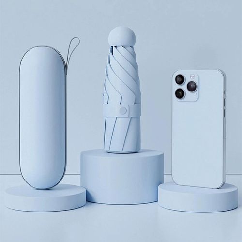 Mini Parapluie Anti-Uv Portable Pour Les Jours Ensolenommée Et Pluie,Avec Revêtement Uv Et- Bleu Ciel-C