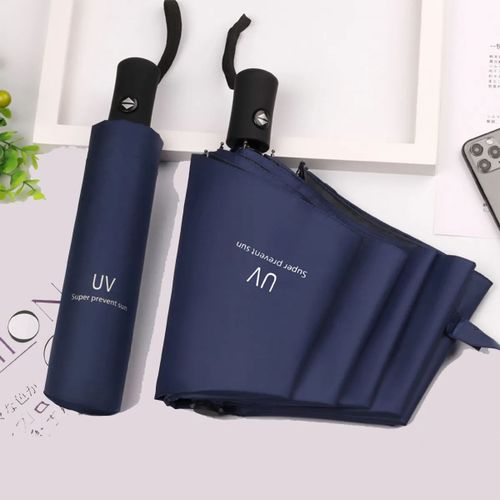 Parapluie Pliant Automatique À 8 Nervures,Compact,Léger,Durable,Protection Uv,Pluie Et Soleil,Parasol Automatique - Navy Blue-E