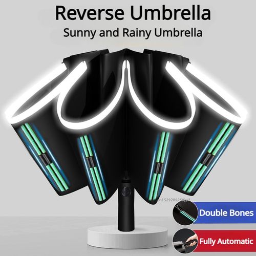 Parapluie Occultant Pliable Entièrement Existent,Avec Rayures De Moulage,Anti-Uv,Double Os,Parasol Coupe-Vent- Black-B6305