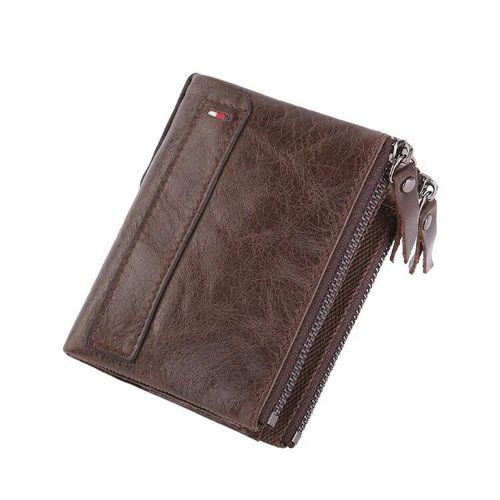 Portefeuille en cuir de vache véritable pour homme,porte-cartes court,sac à main de haute qualité,marque de luxe