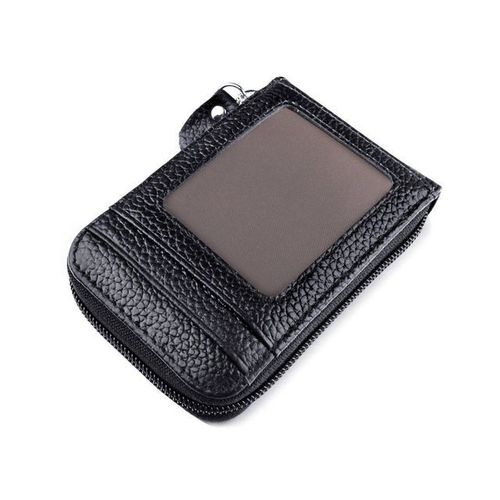 Portefeuille en cuir PU véritable pour homme,porte-cartes de crédit,blocage RFID,poche zippée,sac pour homme,fermeture éclair multi-cartes
