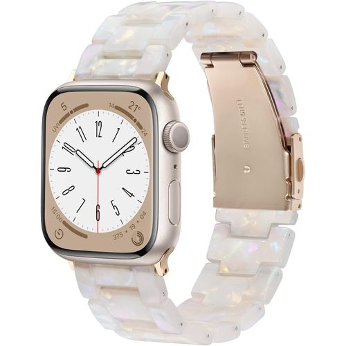 Bmtterqgwo-Bracelet V-Moro En Resine Apple Watch Series 7/8/9/10 41mm/40mm/38mm/42mm Modele Iwatch 6/5/4/3/2/1/Se (Ivoire Blanc)