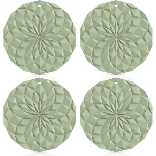 BMTTERQGWO-ME.FAN 4 Dessous de Plat Silicone 7.4" Epais Resistants Chaleur pour Casseroles et Plats Couleur Sage