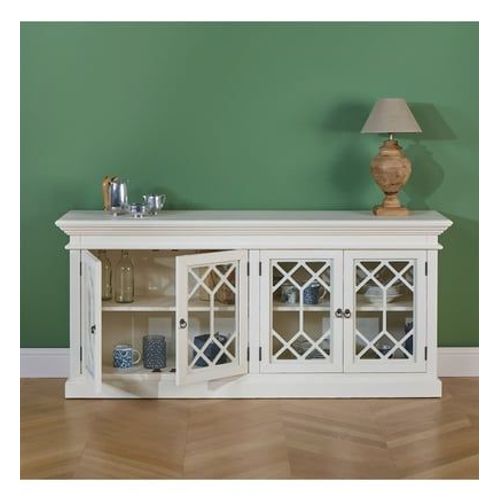 Robin Des Bois - Stella - Buffet Vitrine Style Romantique En Bois Massif - Blanc