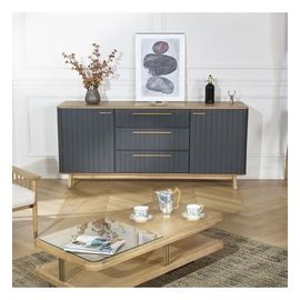 Robin Des Bois - Joël - Buffet De Salle À Manger Style Moderne En Bois Massif 190 Cm - Gris
