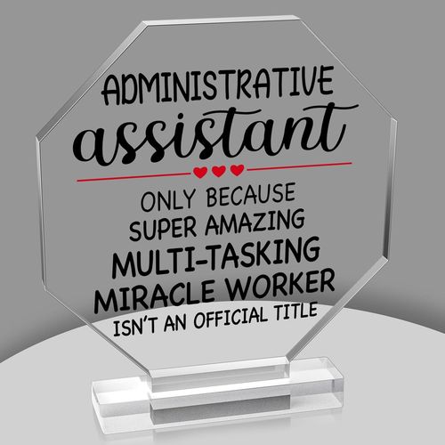 BMTTERQGWO-Yopyame Cadeau Appreciation Assistant Administratif Plaque Acrylique Decor Bureau avec Support