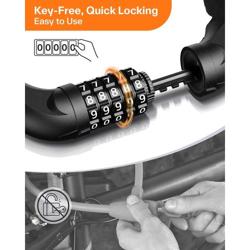 Bmtterqgwo-Sportneer Antivol Velo A Code 5 Chiffres Haute Securite Chaine Anti-Vol 3.2/3.6/4ft Sans Cle Velo Moto Scooter Porte