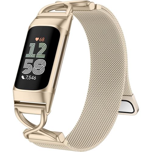 Bmtterqgwo-Bracelet Metal Jkd X-Shape Pour Fitbit Charge 6/5, Bande Acier Doux Pour Tracker Fitness Hommes Femmes